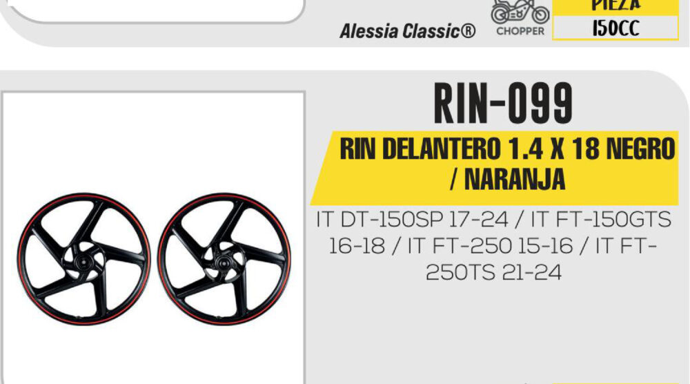 RIN DELANTERO 1.4 X 18 NEGRO / NARANJA 18"