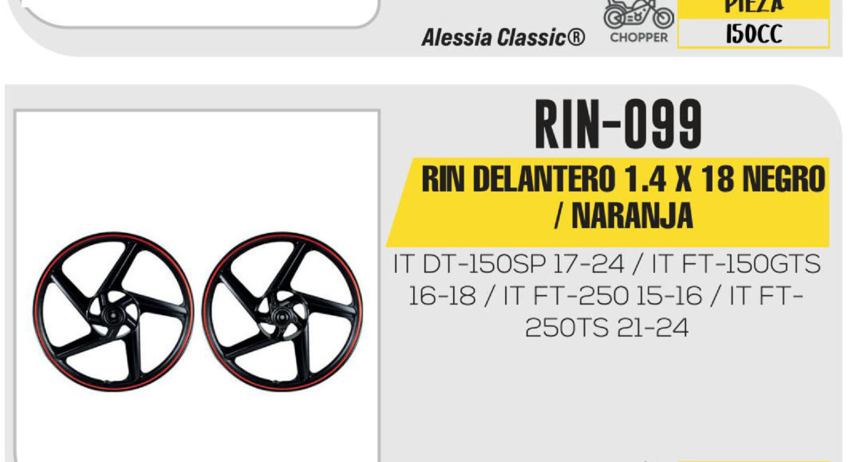 RIN DELANTERO 1.4 X 18 NEGRO / NARANJA 18"