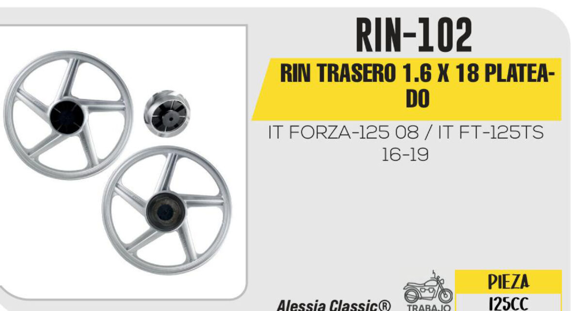 RIN TRASERO 1.6 X 18 PLATEADO 18"