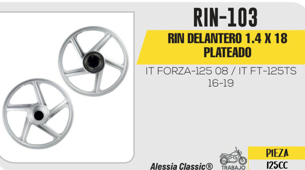 RIN DELANTERO 1.4 X 18 PLATEADO 18"