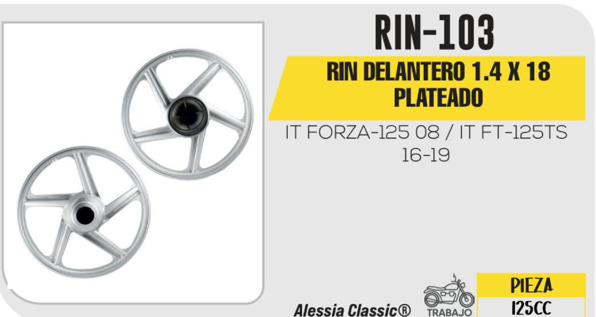 RIN DELANTERO 1.4 X 18 PLATEADO 18"