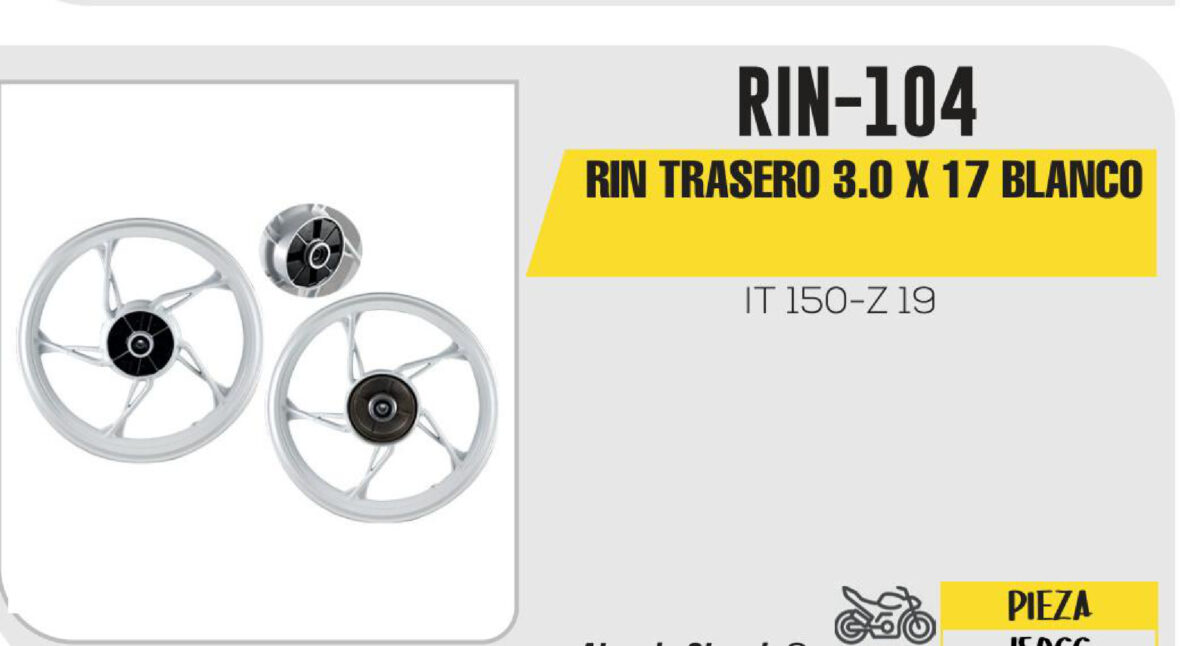 RIN TRASERO 3.0 X 17 BLANCO 17"