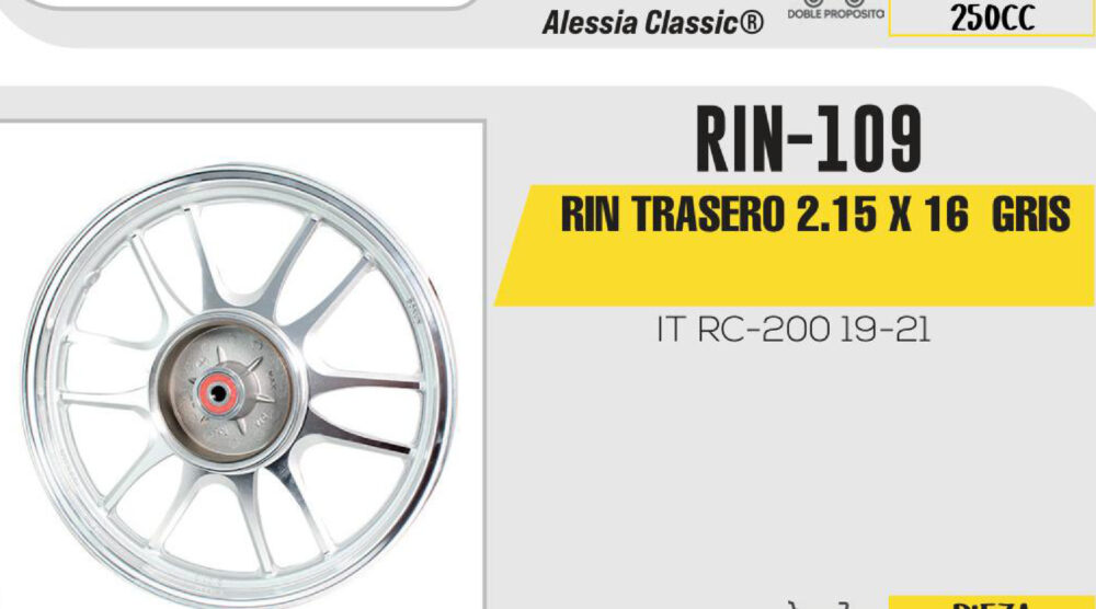 RIN TRASERO 2.15 X 16 PLATA