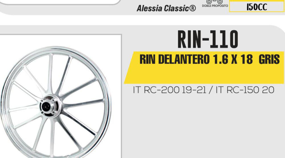 RIN DELANTERO 1.6 X 18 PLATA
