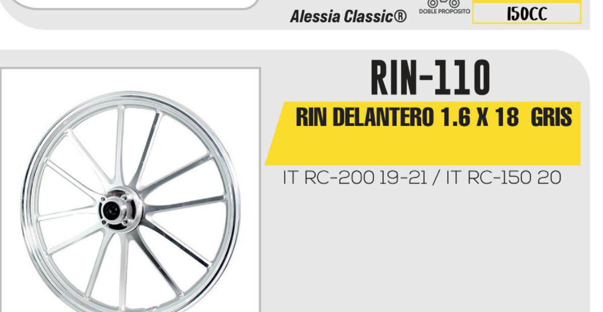 RIN DELANTERO 1.6 X 18 PLATA