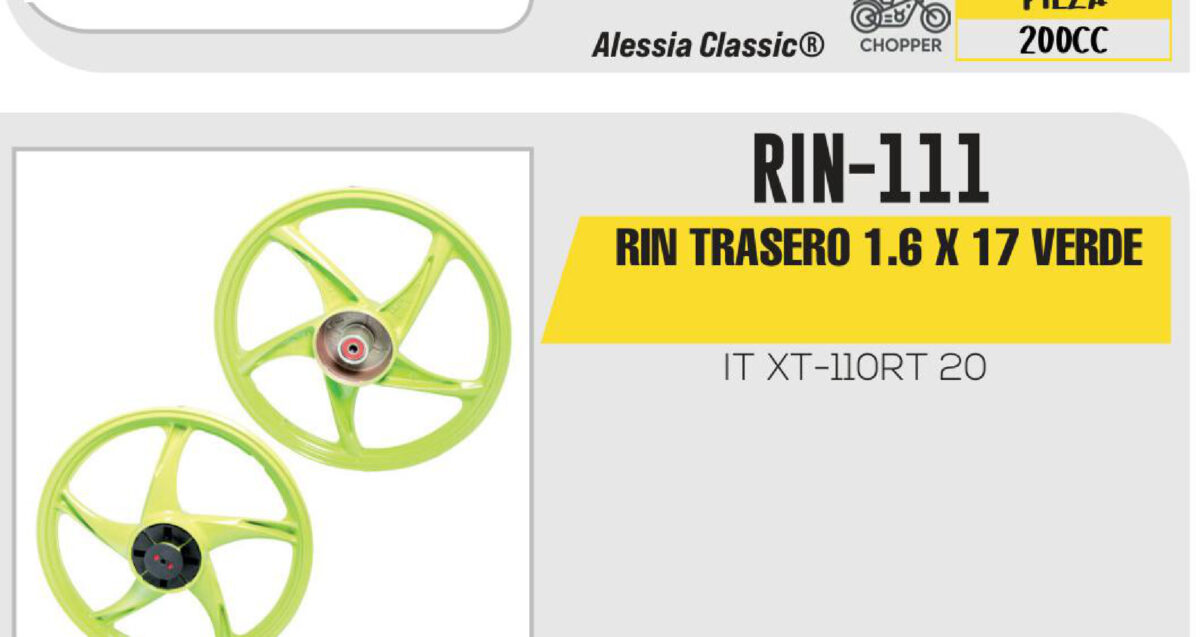 RIN TRASERO 1.6 X 17 VERDE