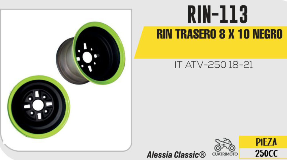 RIN TRASERO 8 X 10 NEGRO