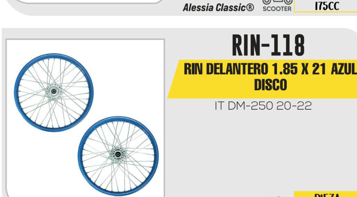 RIN DELANTERO 1.85 X 21 AZUL DISCO