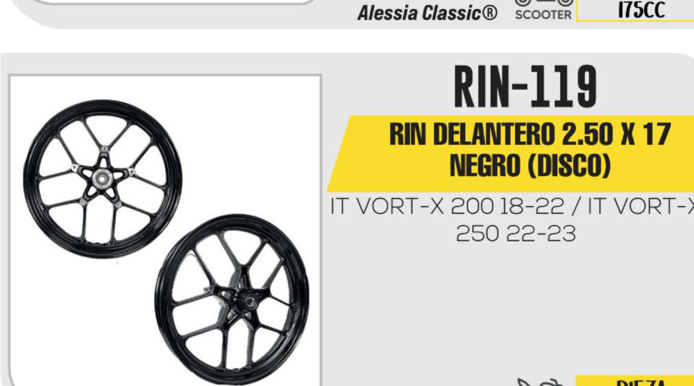 RIN DELANTERO 2.50 X 17 NEGRO (DISCO)