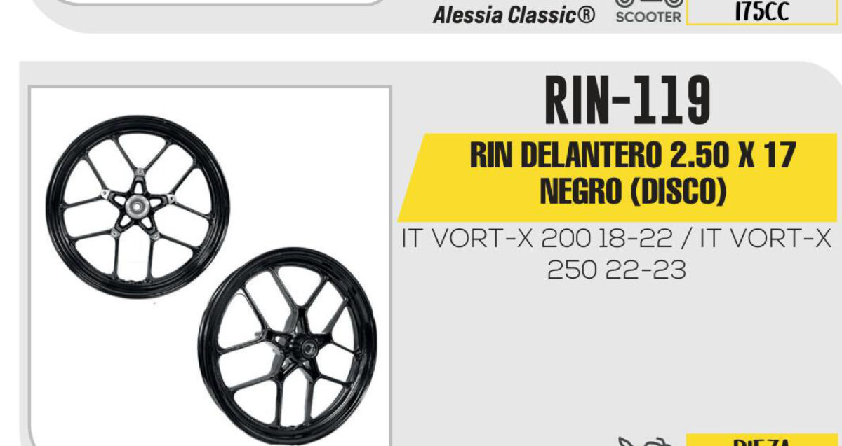 RIN DELANTERO 2.50 X 17 NEGRO (DISCO)