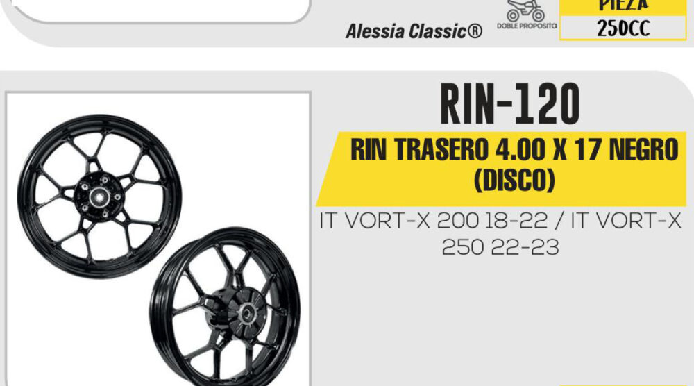 RIN TRASERO 4.00 X 17 NEGRO (DISCO)