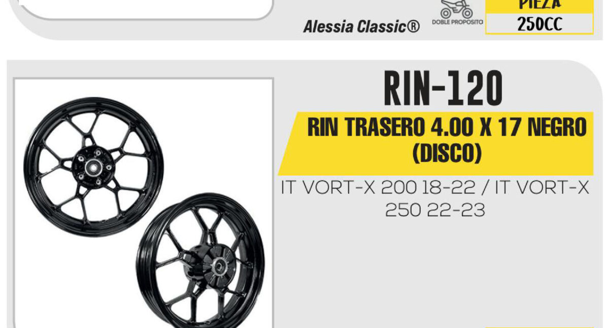 RIN TRASERO 4.00 X 17 NEGRO (DISCO)