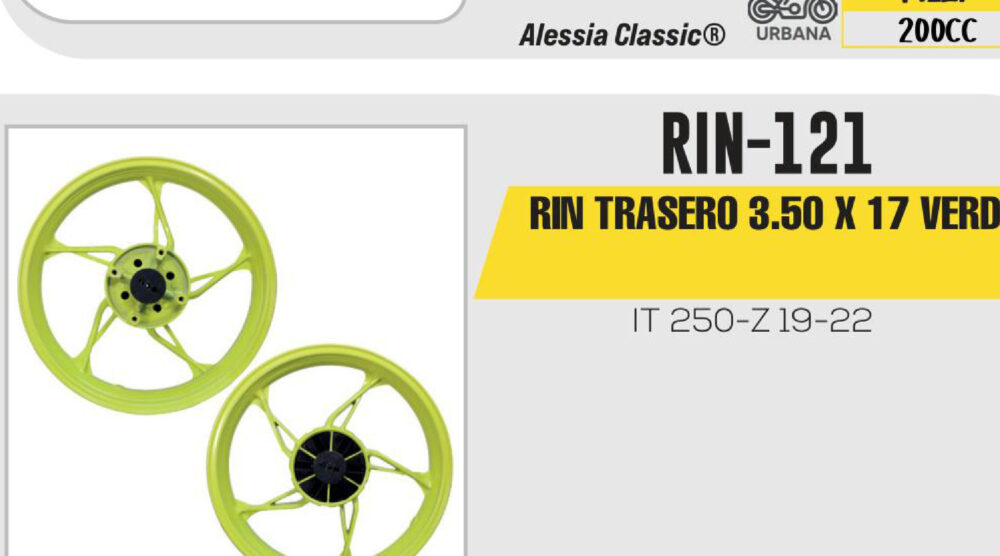 RIN TRASERO 3.50 X 17 VERDE 17"