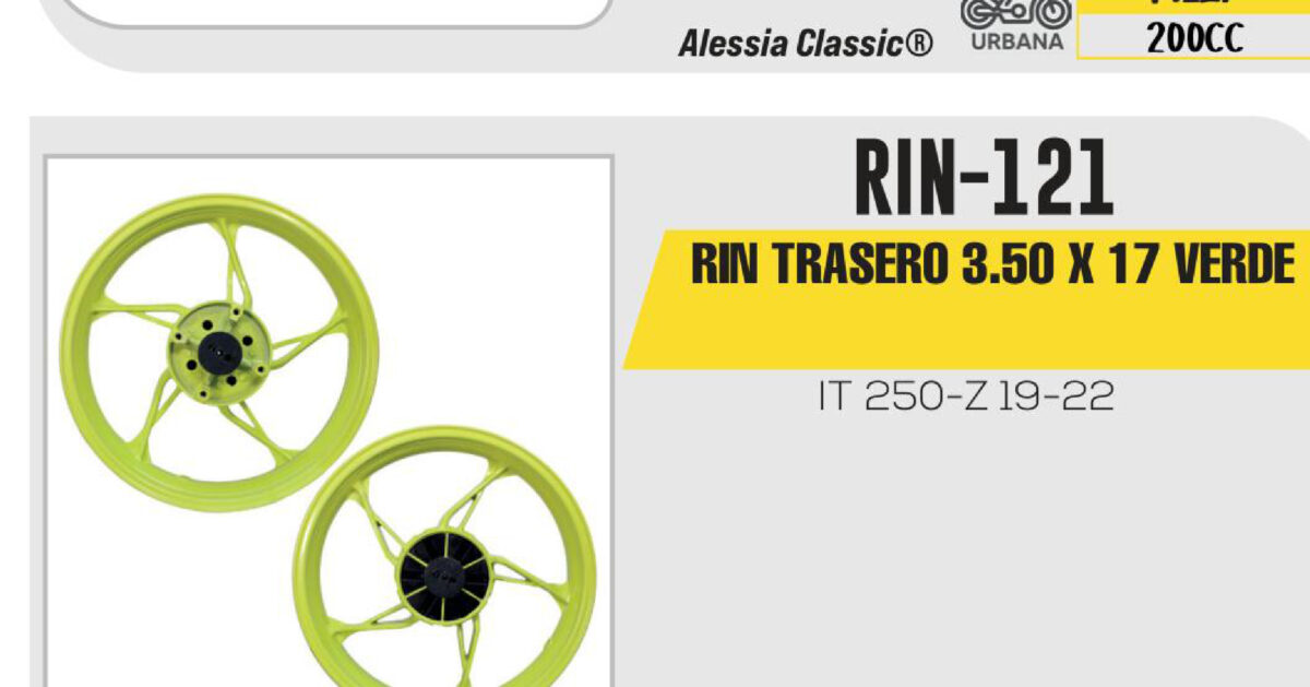 RIN TRASERO 3.50 X 17 VERDE 17"