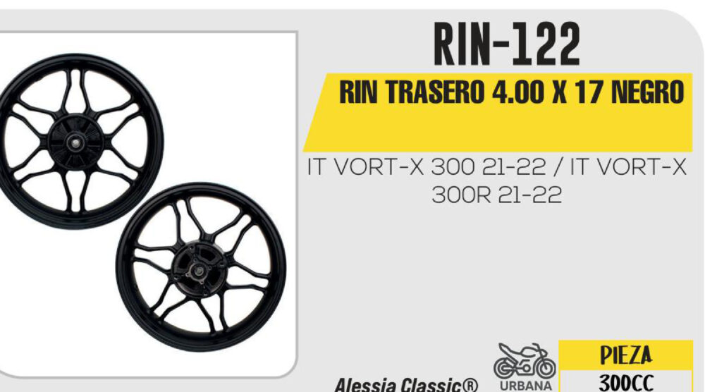 RIN TRASERO 4.00 X 17 NEGRO 17"