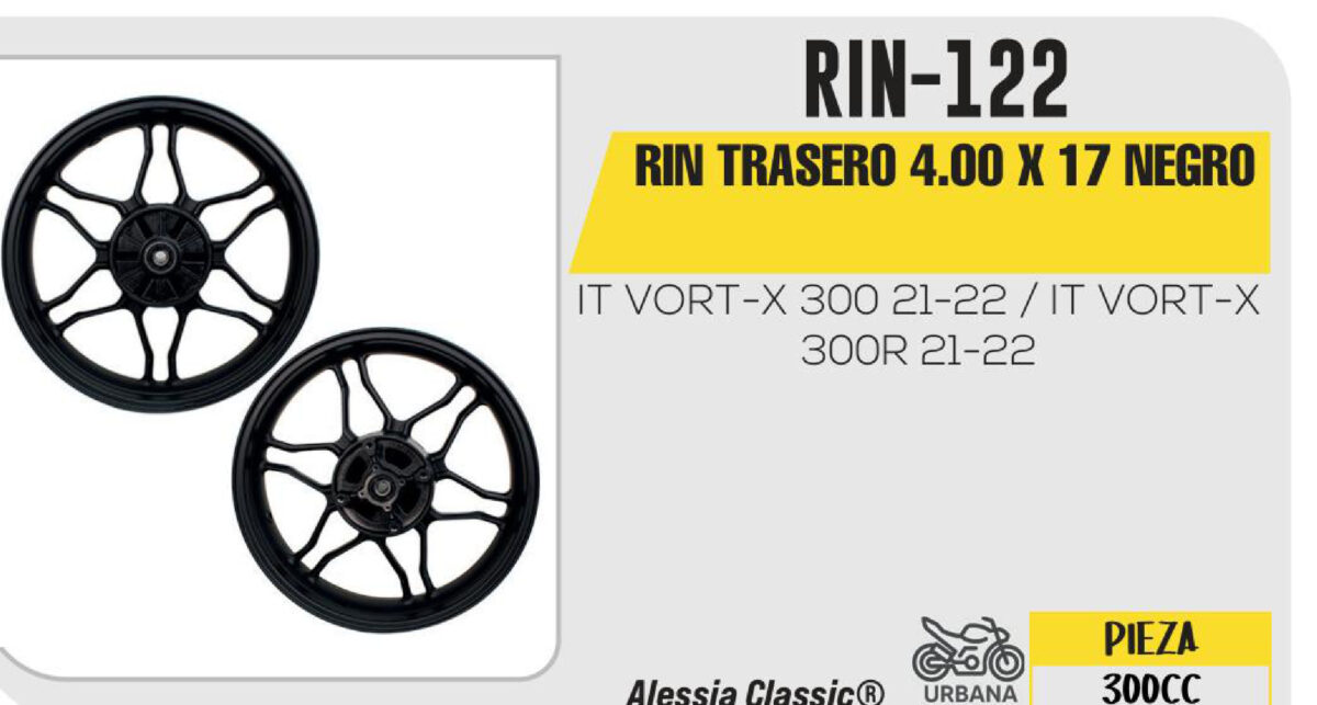 RIN TRASERO 4.00 X 17 NEGRO 17"