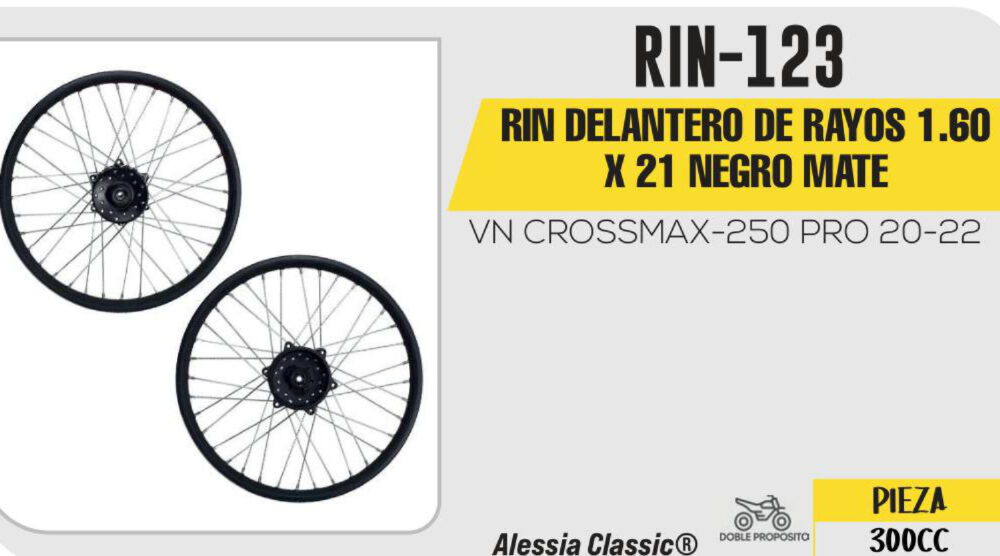 RIN DELANTERO DE RAYOS 1.60 X 21 NEGRO MATE