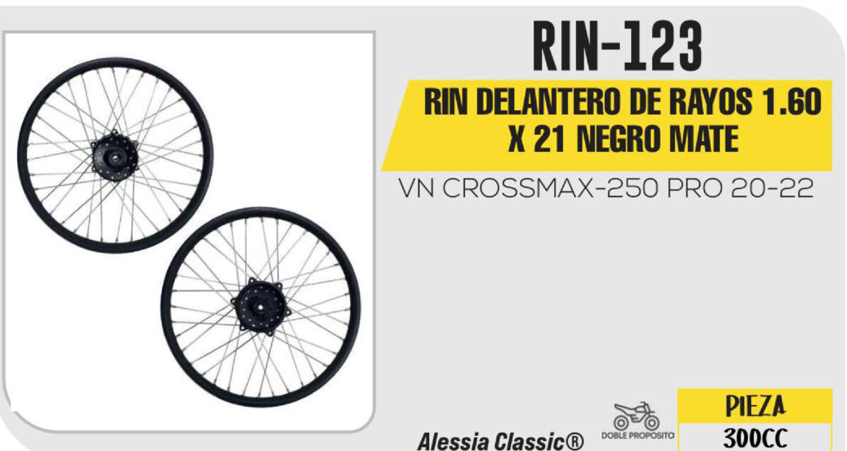 RIN DELANTERO DE RAYOS 1.60 X 21 NEGRO MATE