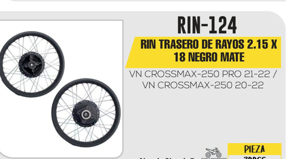 RIN TRASERO DE RAYOS 2.15 X 18 NEGRO MATE