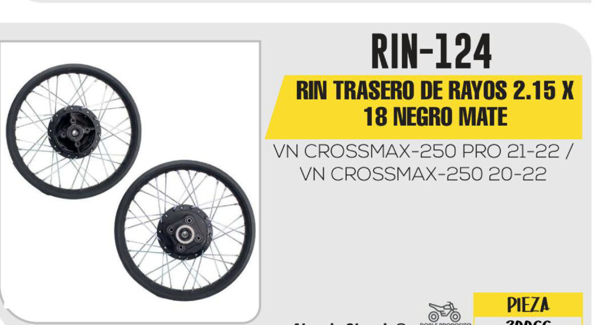 RIN TRASERO DE RAYOS 2.15 X 18 NEGRO MATE