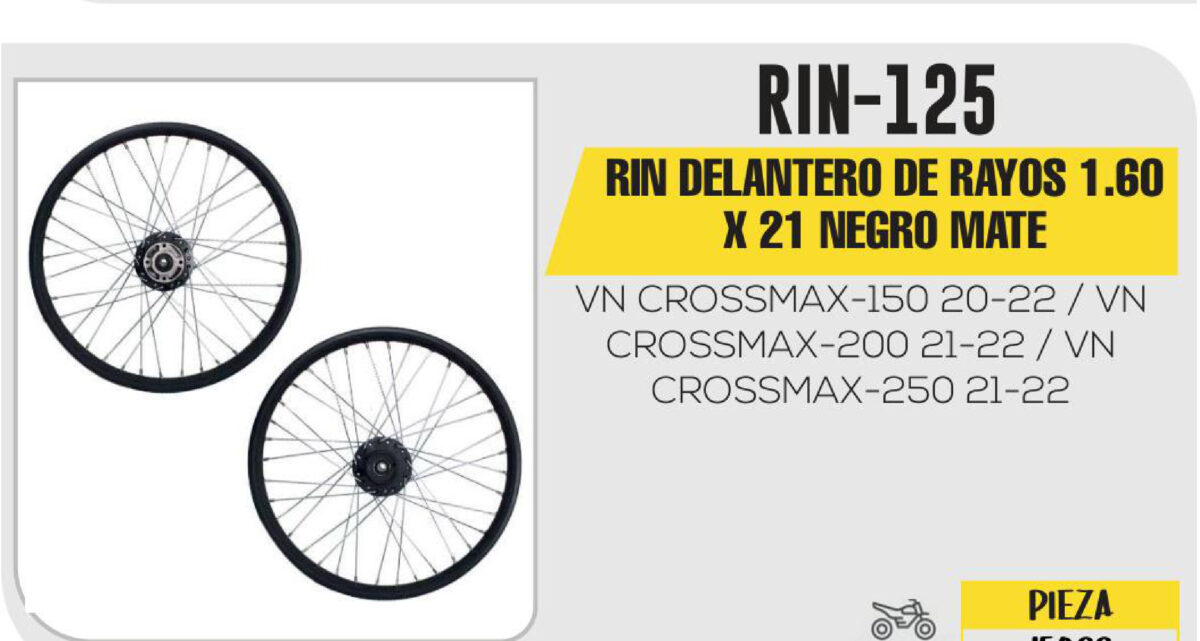RIN DELANTERO DE RAYOS 1.60 X 21 NEGRO MATE