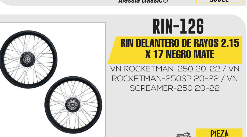 RIN DELANTERO DE RAYOS 2.15 X 17 NEGRO MATE