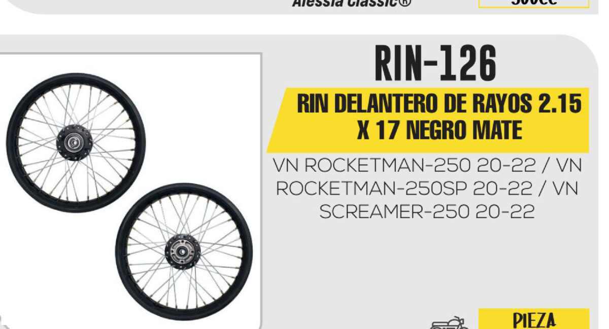 RIN DELANTERO DE RAYOS 2.15 X 17 NEGRO MATE