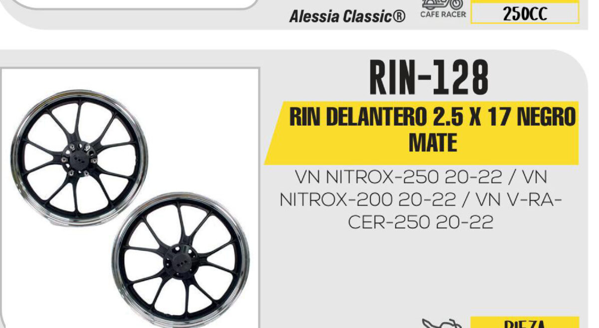 RIN DELANTERO 2.5 X 17 NEGRO MATE 17