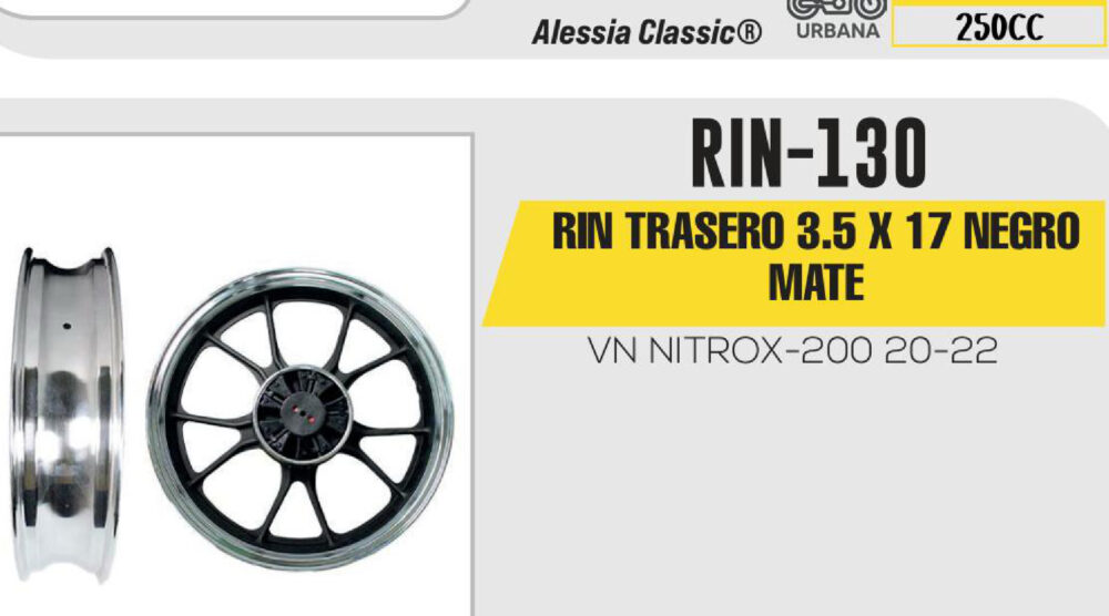RIN TRASERO 3.5 X 17 NEGRO MATE 17