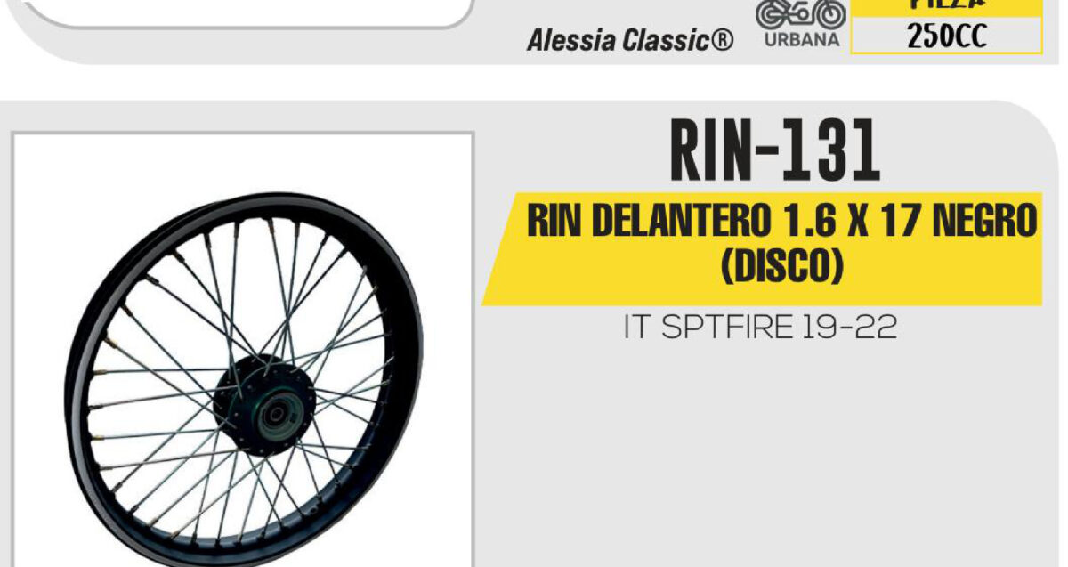 RIN DELANTERO 1.6 X 17 NEGRO TAMBOR 17"