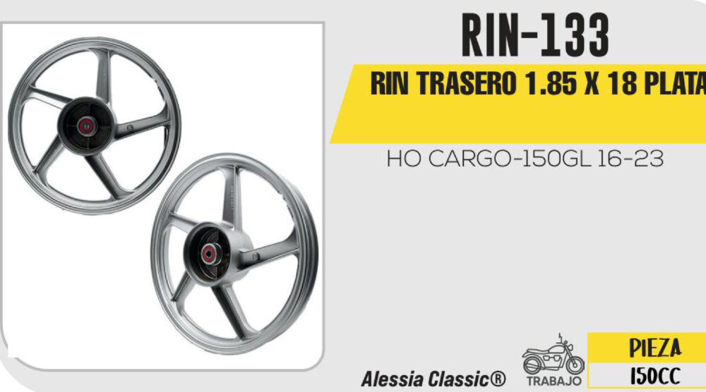 RIN TRASERO 1.85 X 18 PLATA18”
