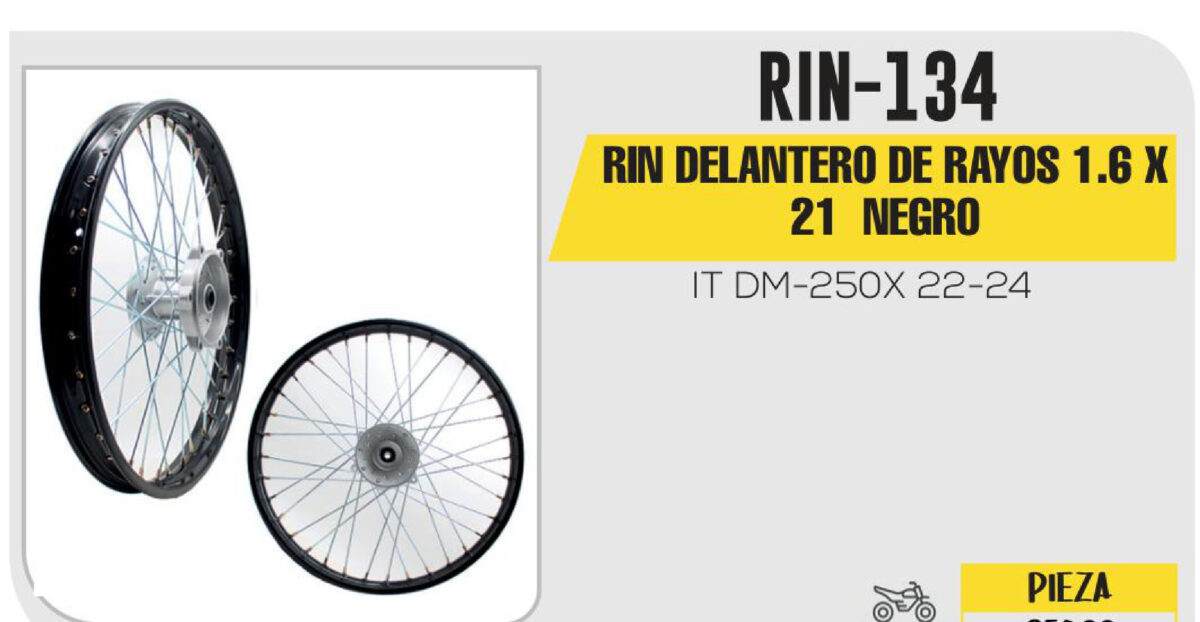 RIN DELANTERO DE RAYOS 1.6 X 21 NEGRO 21