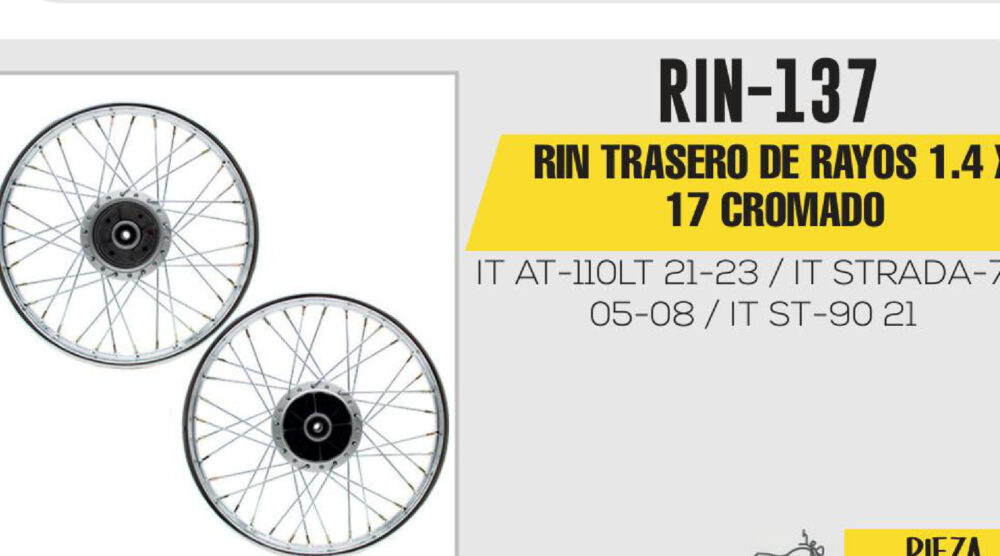 RIN TRASERO DE RAYOS 1.4 X 17 CROMADO 17
