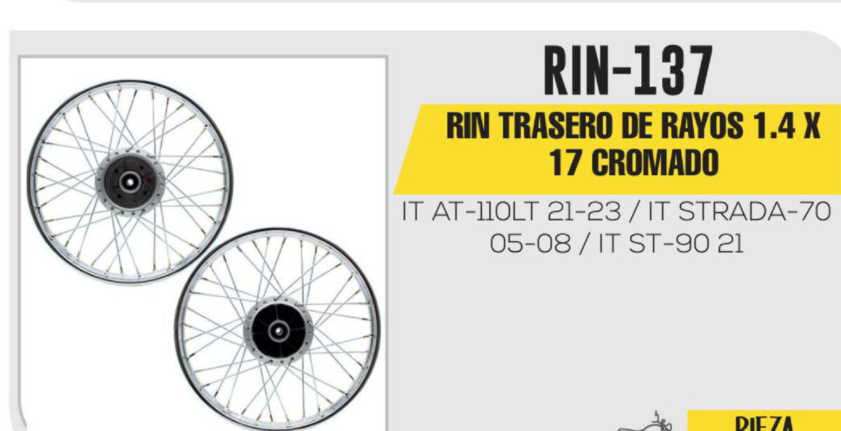 RIN TRASERO DE RAYOS 1.4 X 17 CROMADO 17