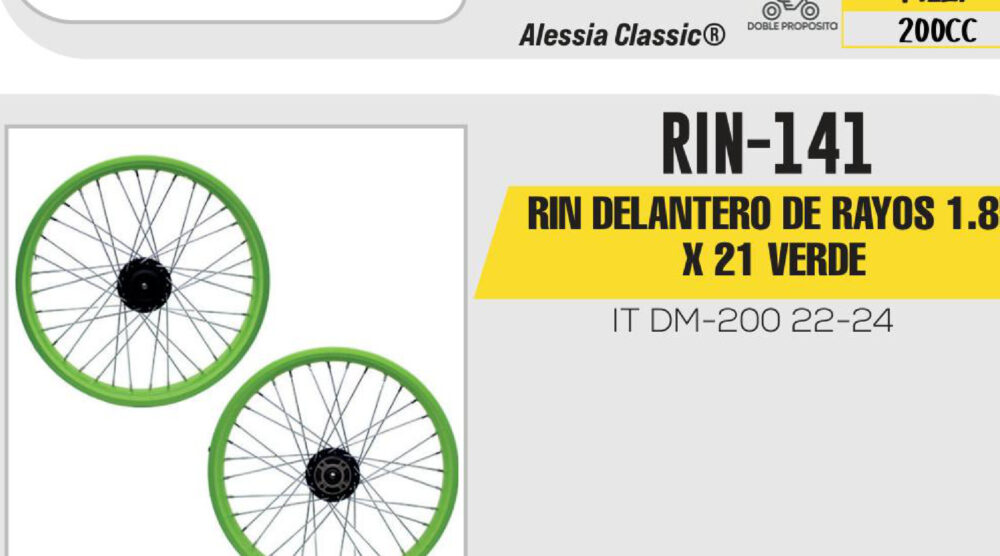 RIN DELANTERO DE RAYOS 1.85 X 21 VERDE 21