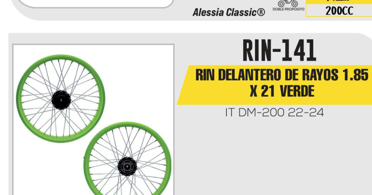 RIN DELANTERO DE RAYOS 1.85 X 21 VERDE 21