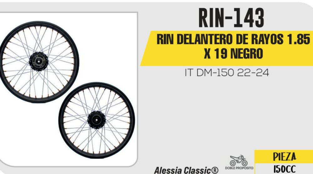 RIN DELANTERO DE RAYOS 1.85 X 19 NEGRO 19
