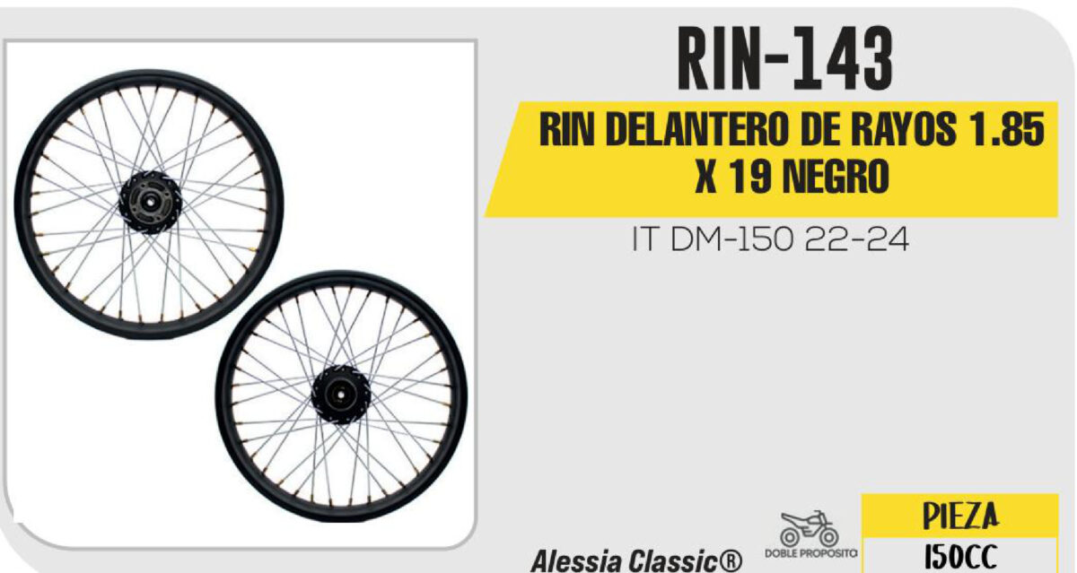 RIN DELANTERO DE RAYOS 1.85 X 19 NEGRO 19