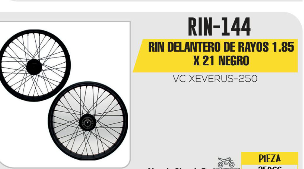 RIN DELANTERO DE RAYOS 1.85 X 21 NEGRO 21"