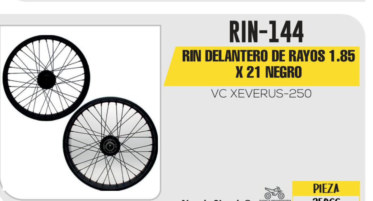 RIN DELANTERO DE RAYOS 1.85 X 21 NEGRO 21"