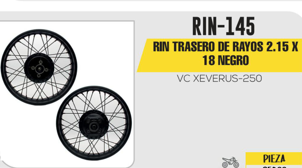 RIN TRASERO DE RAYOS 2.15 X 18 NEGRO 18"