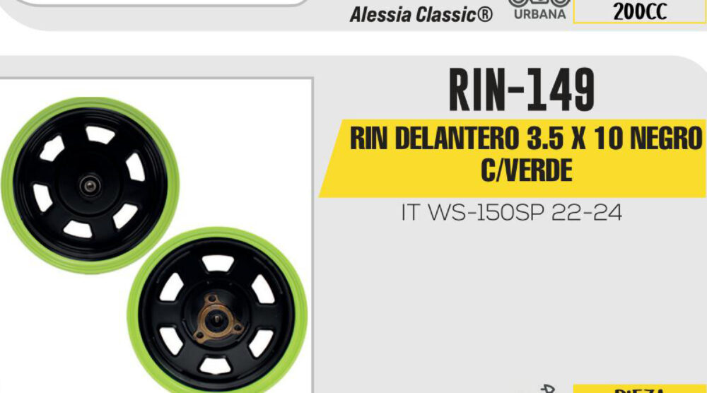 RIN DELANTERO 3.5 X 10 NEGRO C/VERDE 17