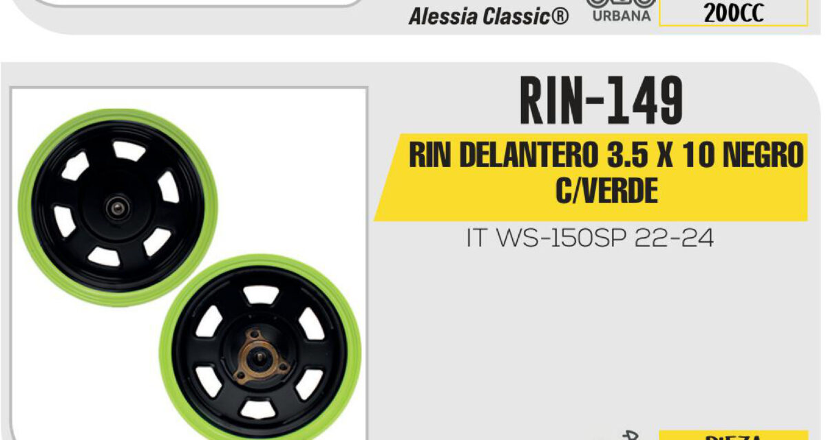 RIN DELANTERO 3.5 X 10 NEGRO C/VERDE 17