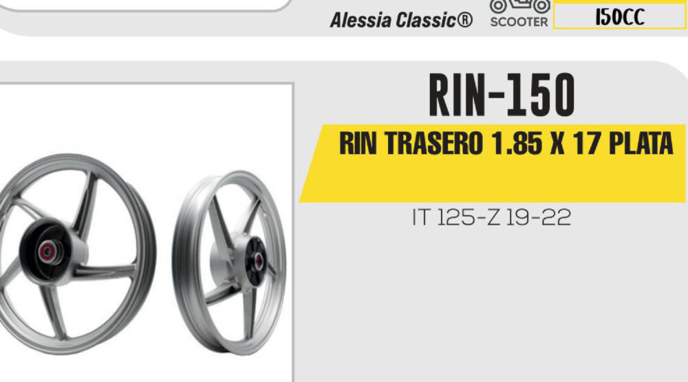 RIN TRASERO 1.85 X 17 PLATA 17