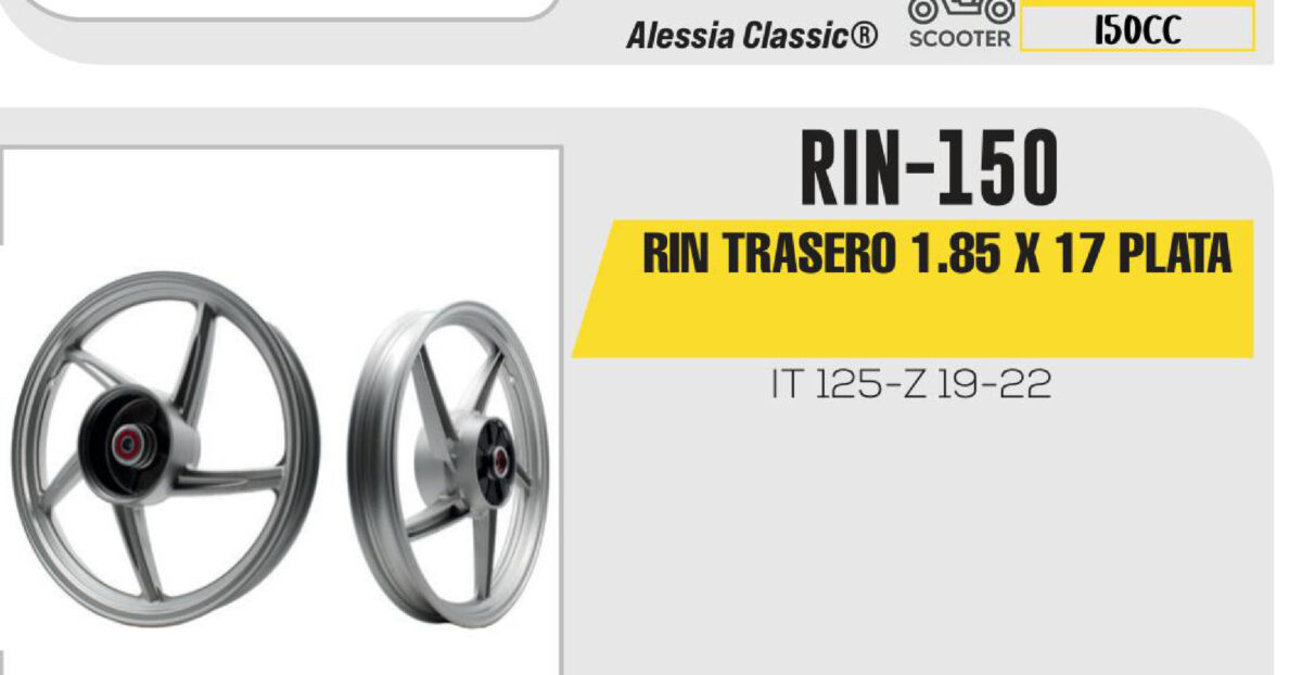 RIN TRASERO 1.85 X 17 PLATA 17