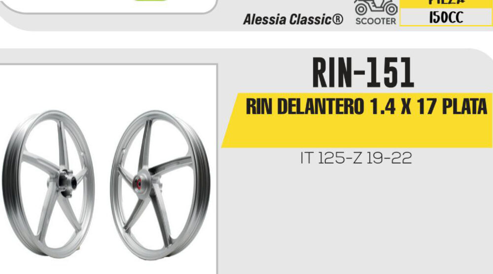 RIN DELANTERO 1.4 X 17 PLATA 17