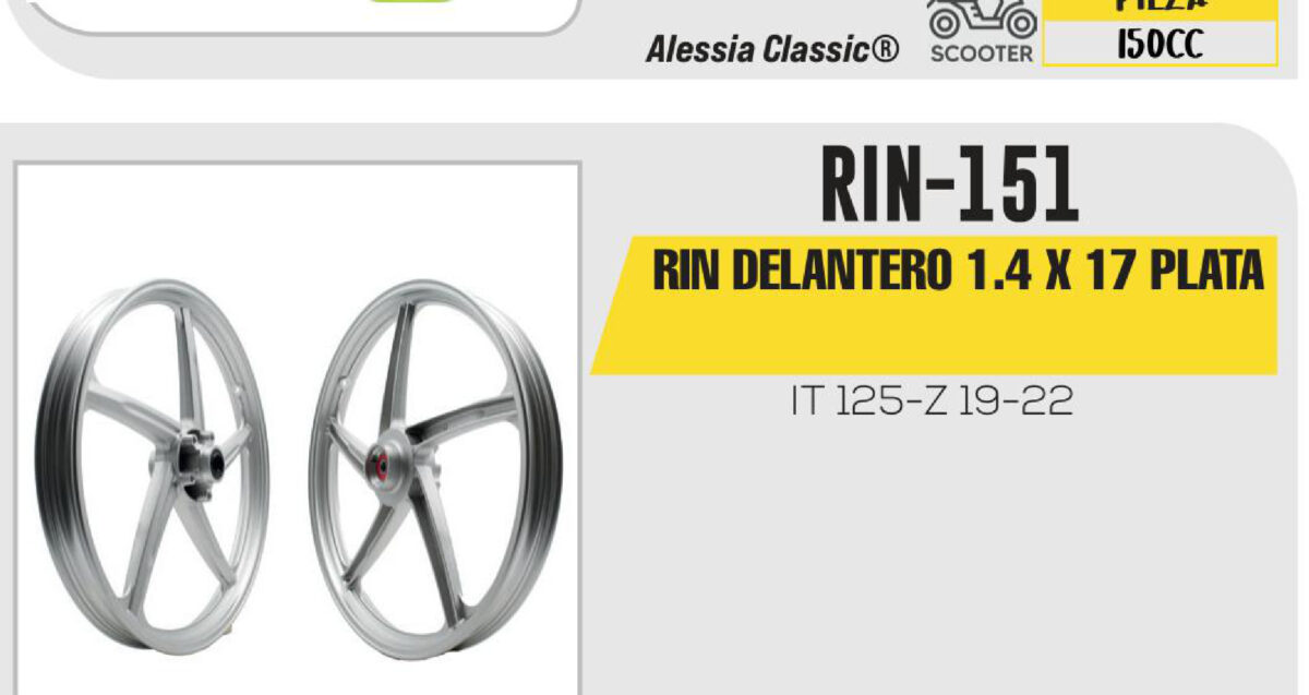 RIN DELANTERO 1.4 X 17 PLATA 17