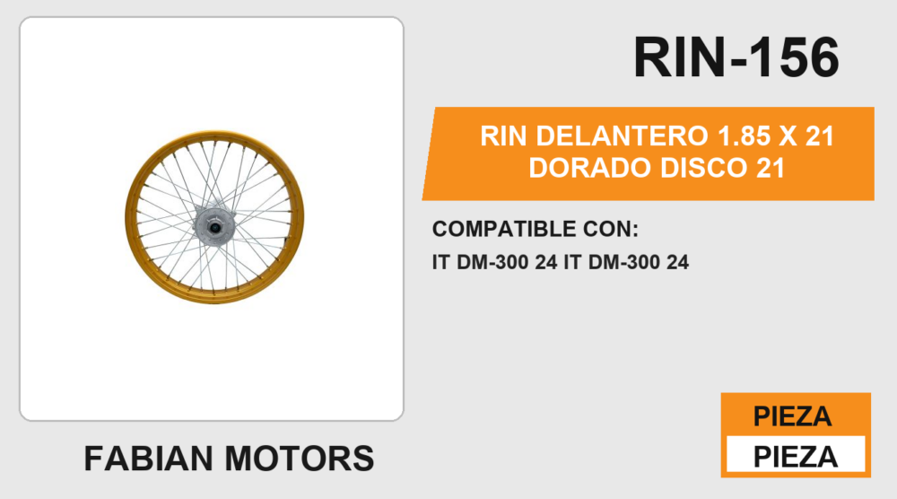 RIN DELANTERO 1.85 X 21 DORADO DISCO 21 IT DM-300 24