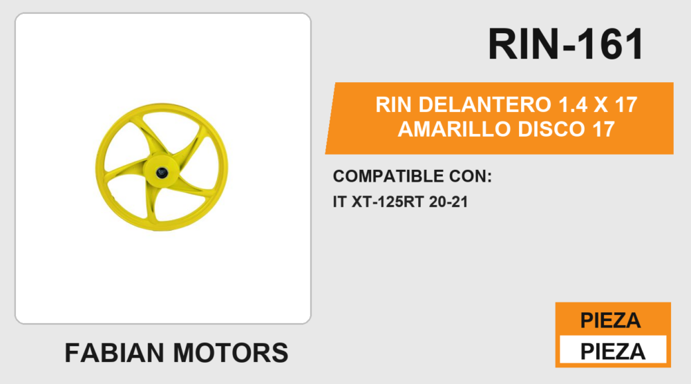 RIN DELANTERO 1.4 X 17 AMARILLO DISCO 17