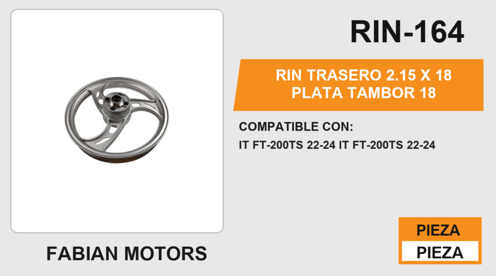 RIN TRASERO 2.15 X 18 PLATA TAMBOR 18
